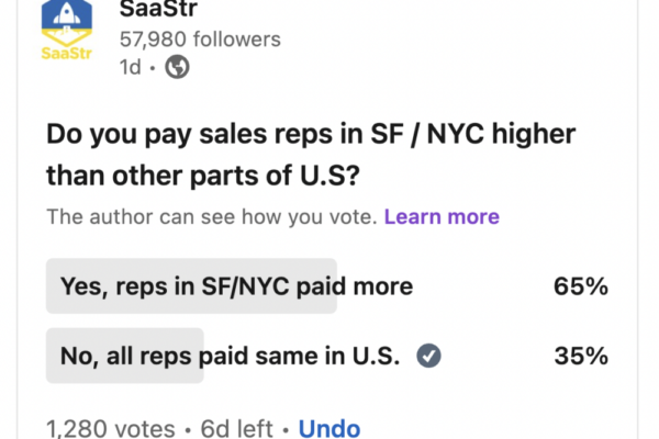 El 65% de ustedes paga más a sus representantes en San Francisco y Nueva York