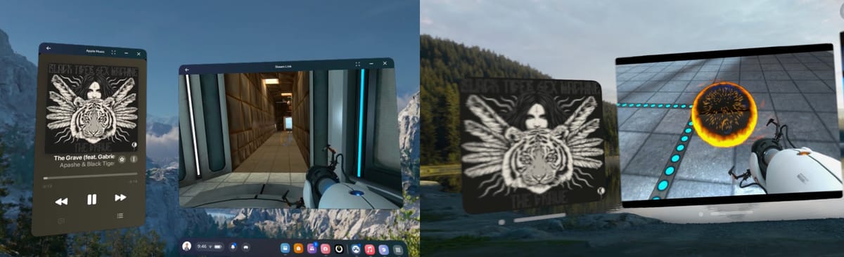 La multitarea con Quest 3 y Vision Pro muestra por qué la realidad virtual necesita aplicaciones como Steam y Apple Music