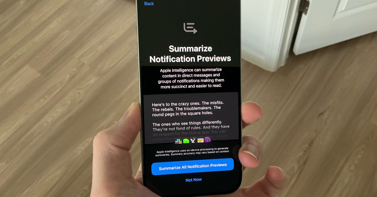 iOS 18.1 beta 3 trae resúmenes de notificaciones de Apple Intelligence a todas las aplicaciones