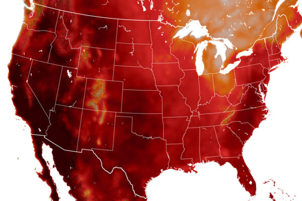 A map of the United States is colored in different shades of red, denoting how hot the temperatures were on June 10, 2024.