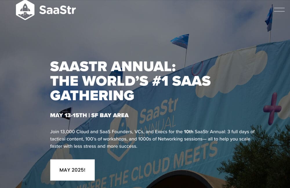 ¡¡El SaaStr Annual 2025 se llevará a cabo del 13 al 15 de mayo en SF Bay!!