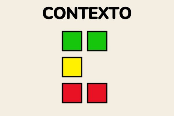 Contexto written on top of green, yellow, and red squares on a beige background.