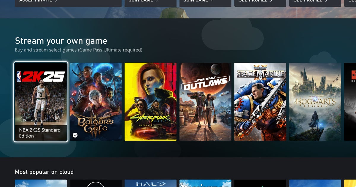 Los suscriptores de Xbox Game Pass Ultimate ahora pueden transmitir juegos "seleccionados" desde su propia biblioteca a través de Cloud Gaming