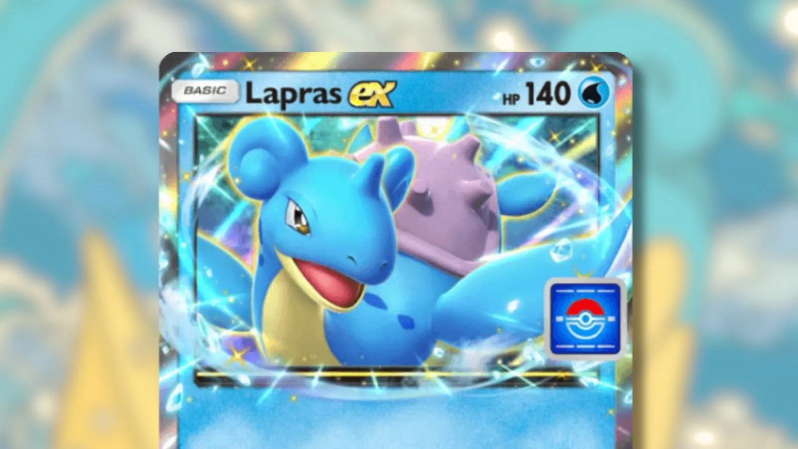 Lapras ex Pokémon TCG Pocket promo card with Lapras blurry background.