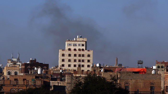 Smoke rises from Sana’a international airport in Yemen following Israeli air strikes on Thursday